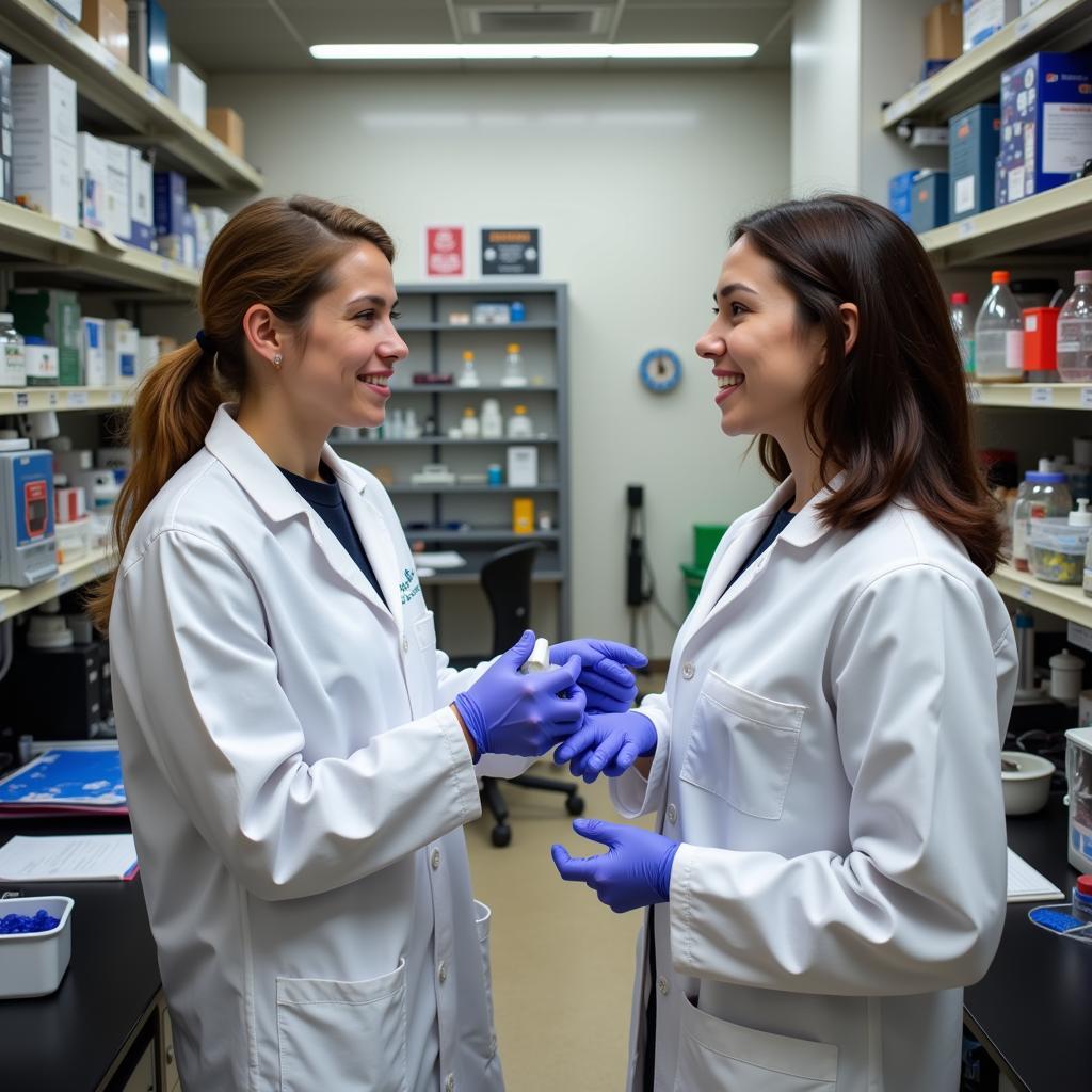 Researchers collaborating in a lab setting