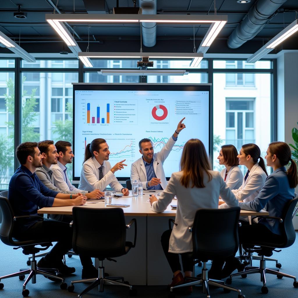 Researchers collaborating on a project at the University of Michigan.