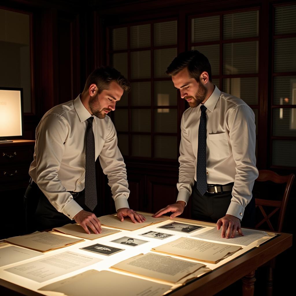 Researchers Analyzing Documents at the A.R. Randall Research Center