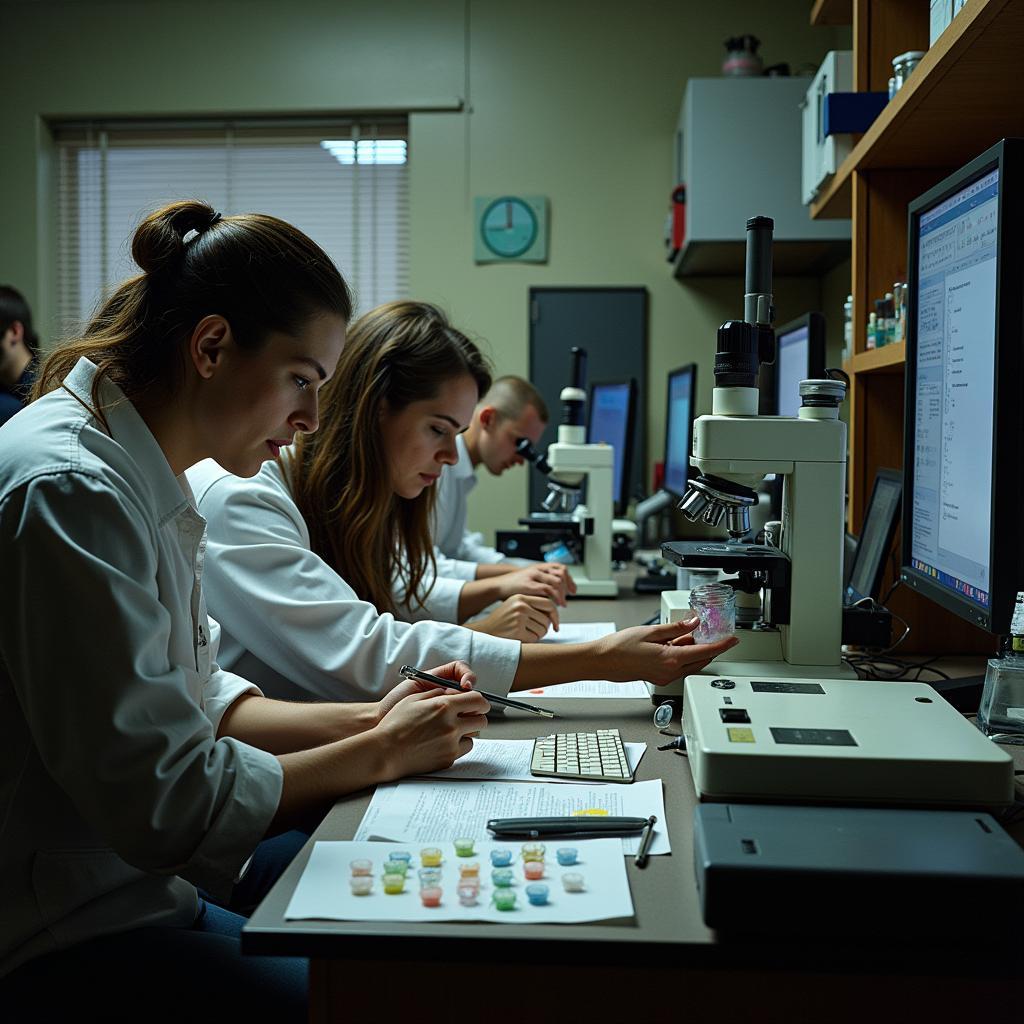 Researchers Examining Evidence in the Lab