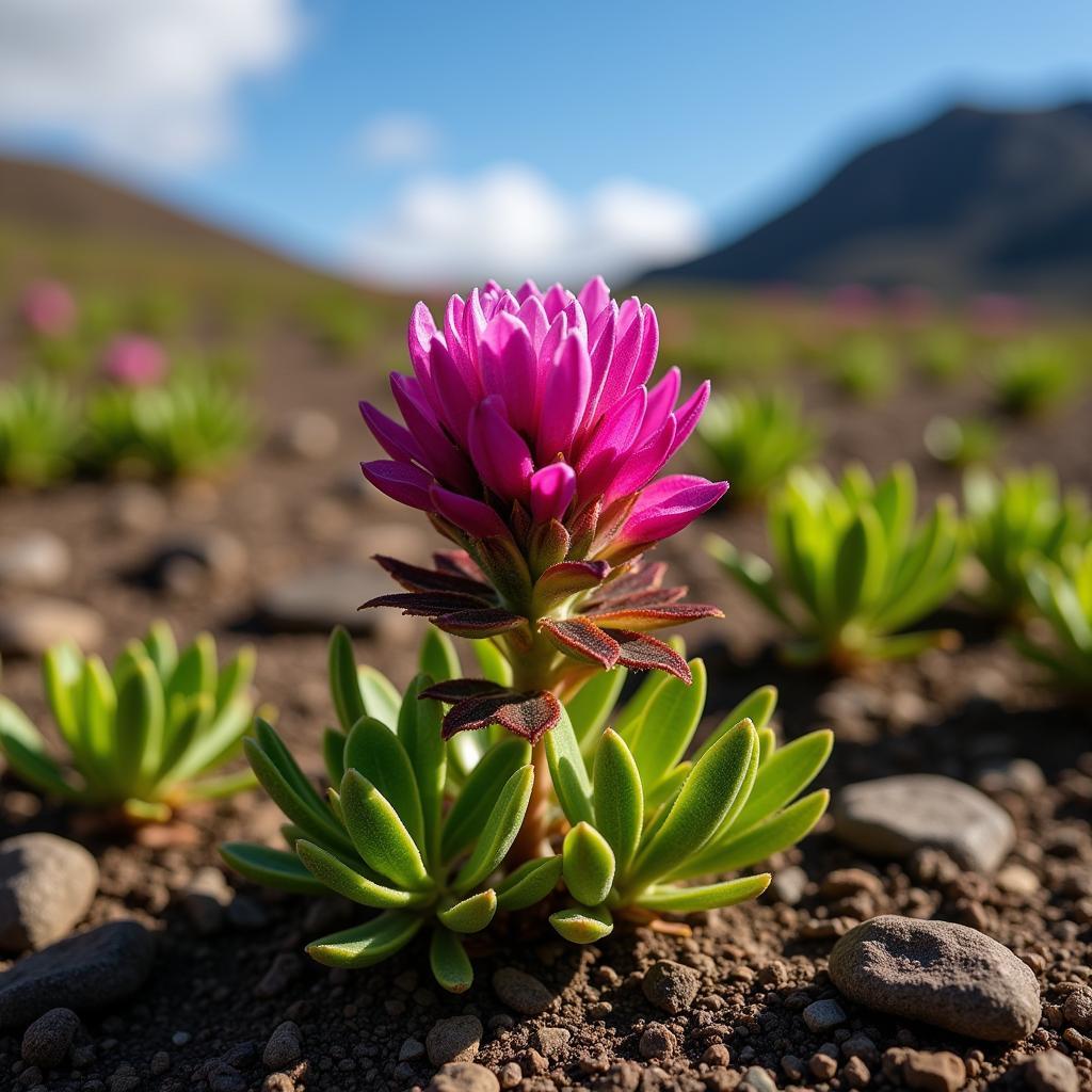 Rhodiola Rosea plant growing in its natural mountainous habitat