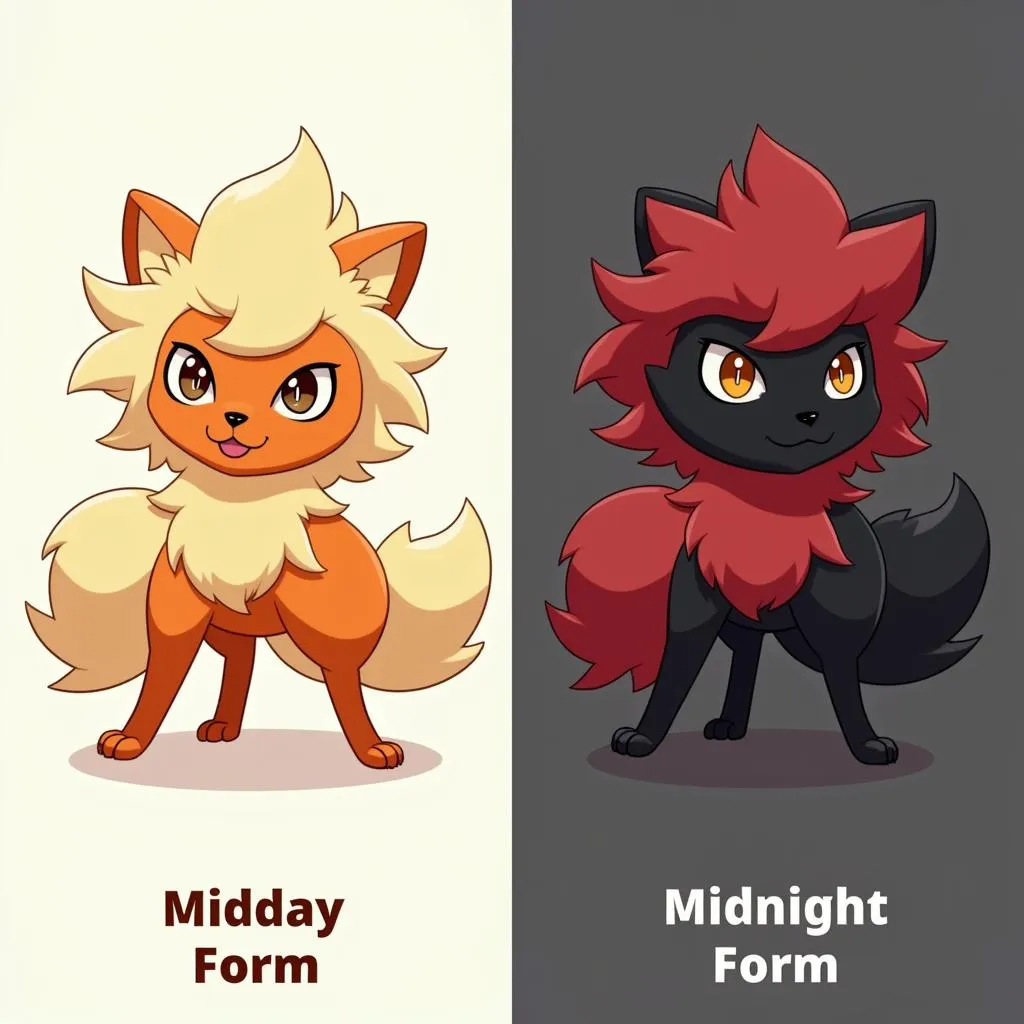 Rockruff evolution during the day and night