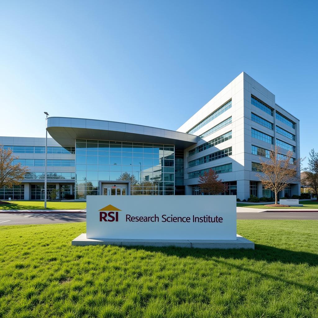 Modern research facility with "RSI Research Science Institute" signage