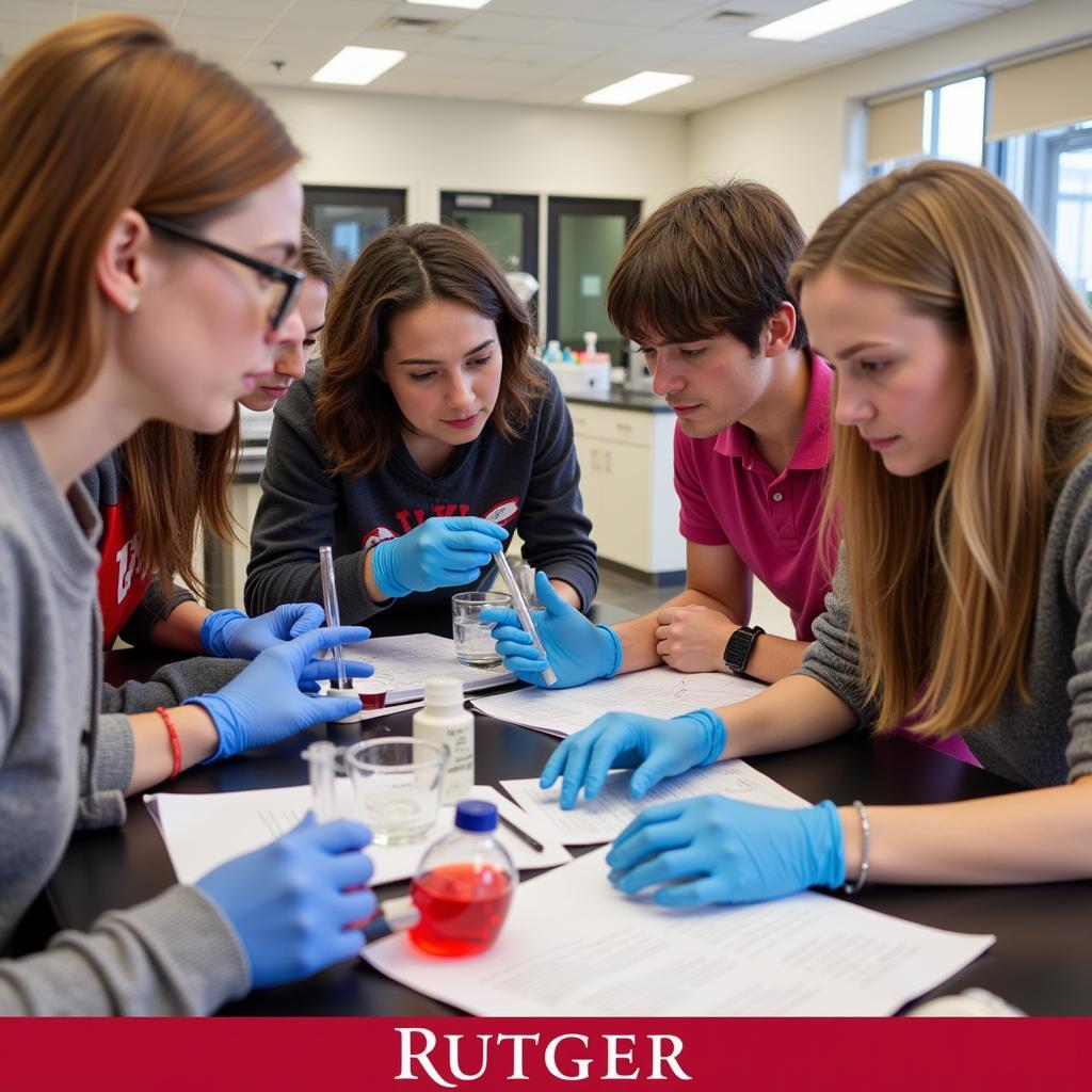 Students working in a Rutgers research lab