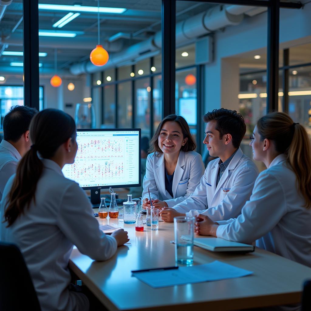 Scientists Collaborating in Saint-Gobain Lab