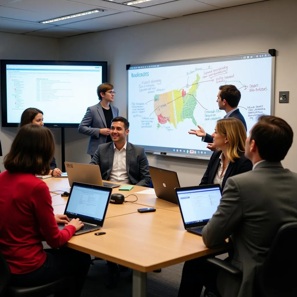 Business leaders meeting with SAIT researchers