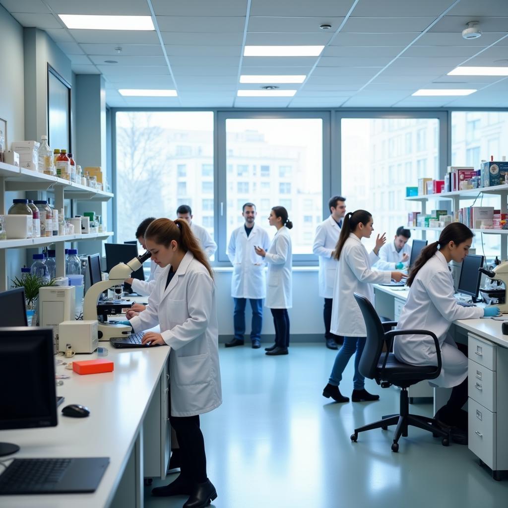 Scientists at the San Diego Institute for Conservation Research conducting research in a lab