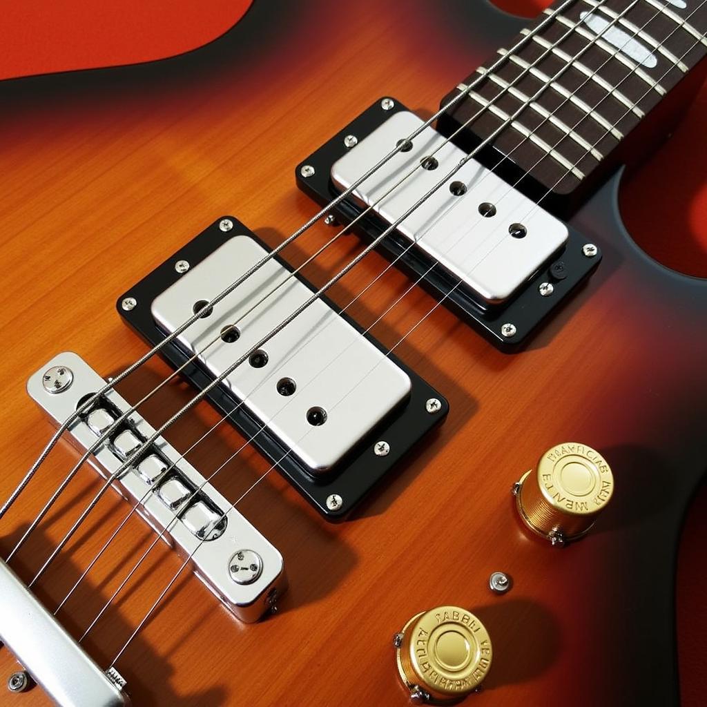 Close-up of the features on a Nick Johnston Schecter Guitar