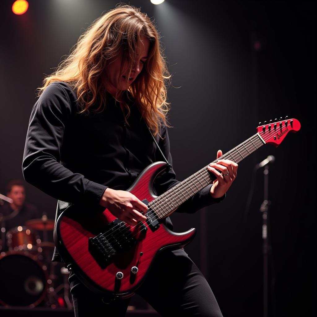 A Guitarist Playing the Schecter Synyster Gates Standard