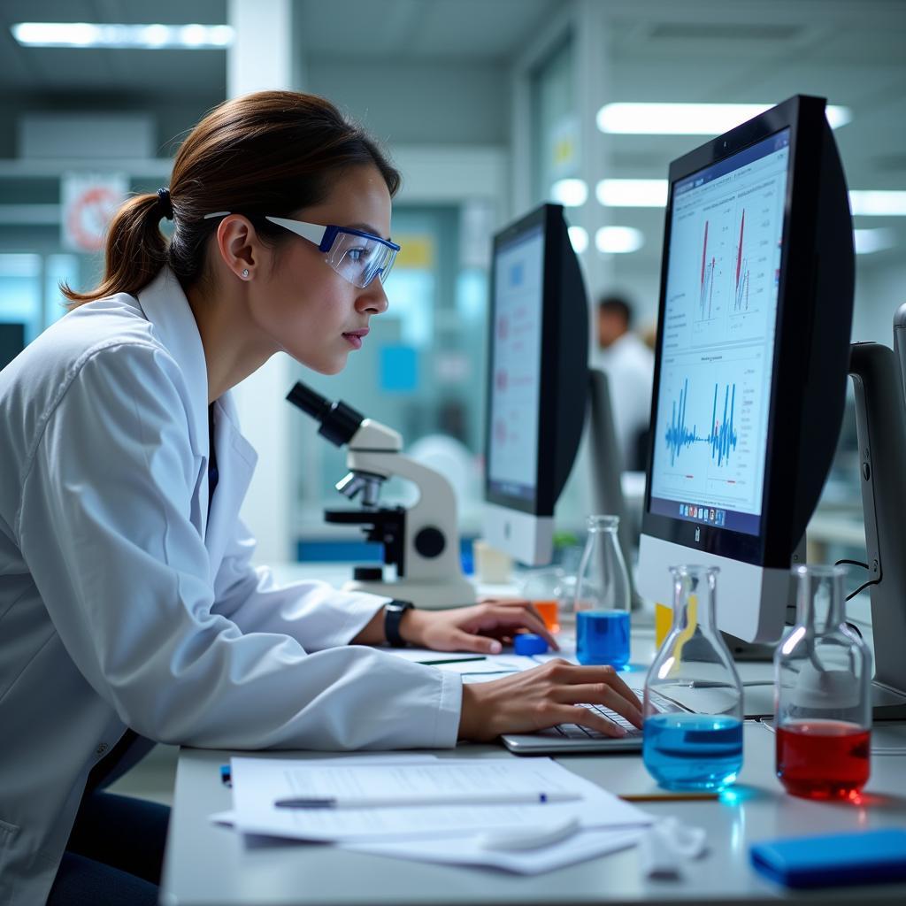 Scientist Analyzing Data in a Laboratory