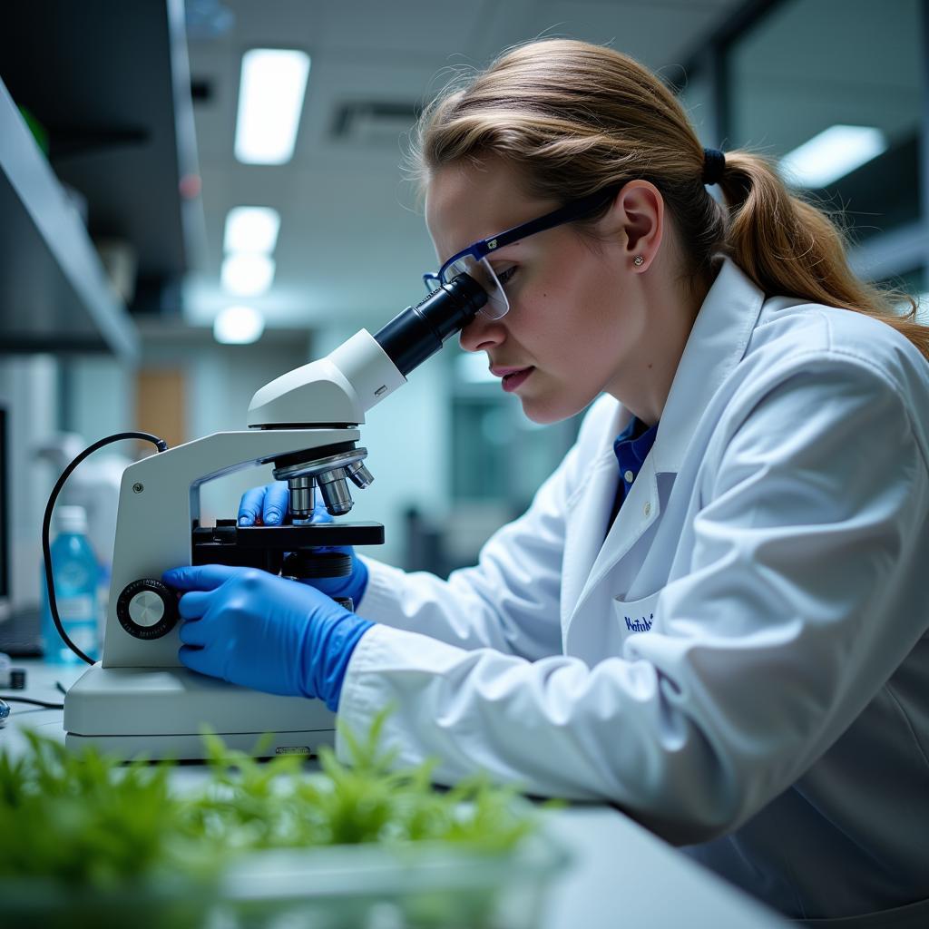 Scientist analyzing forage samples in a lab