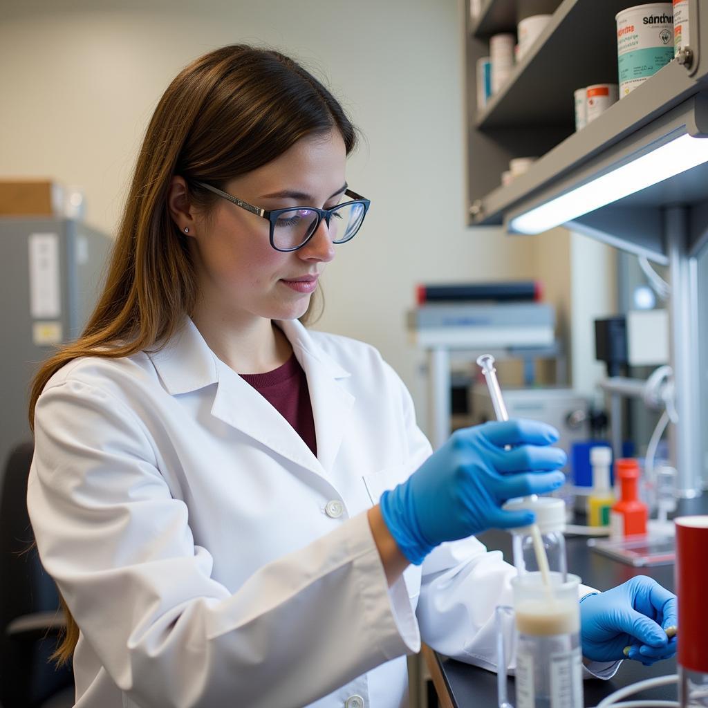 Scientist conducting an experiment in a laboratory at GFHNRC