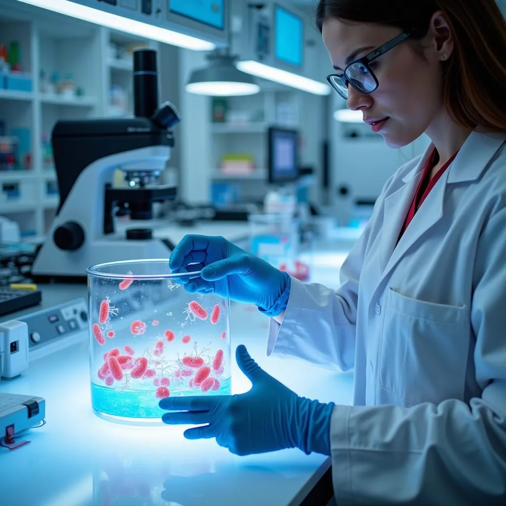 A scientist conducting research on stem cells in a laboratory setting.