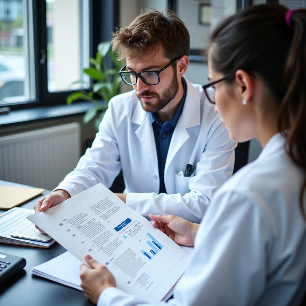 Scientist Reviewing Research Paper for Journal Submission