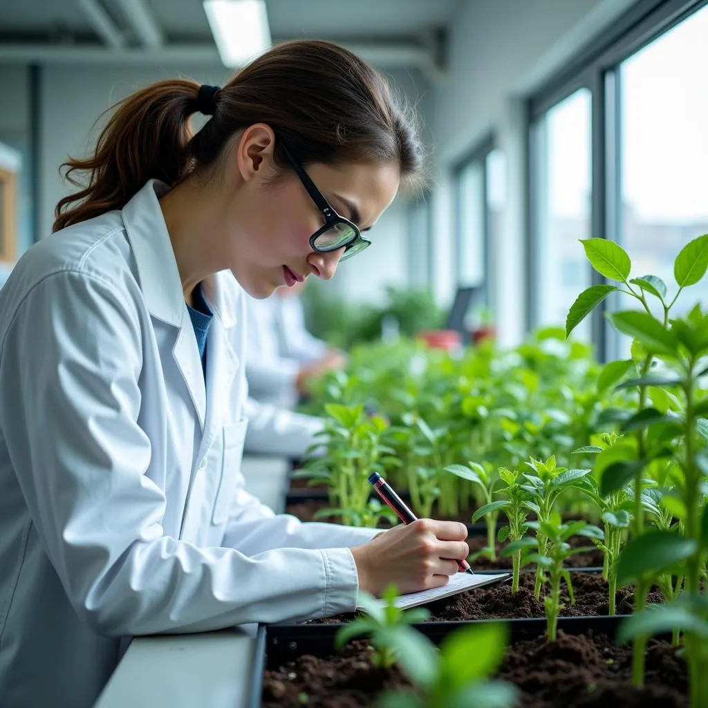 Scientist Studying Plant Growth in Lab