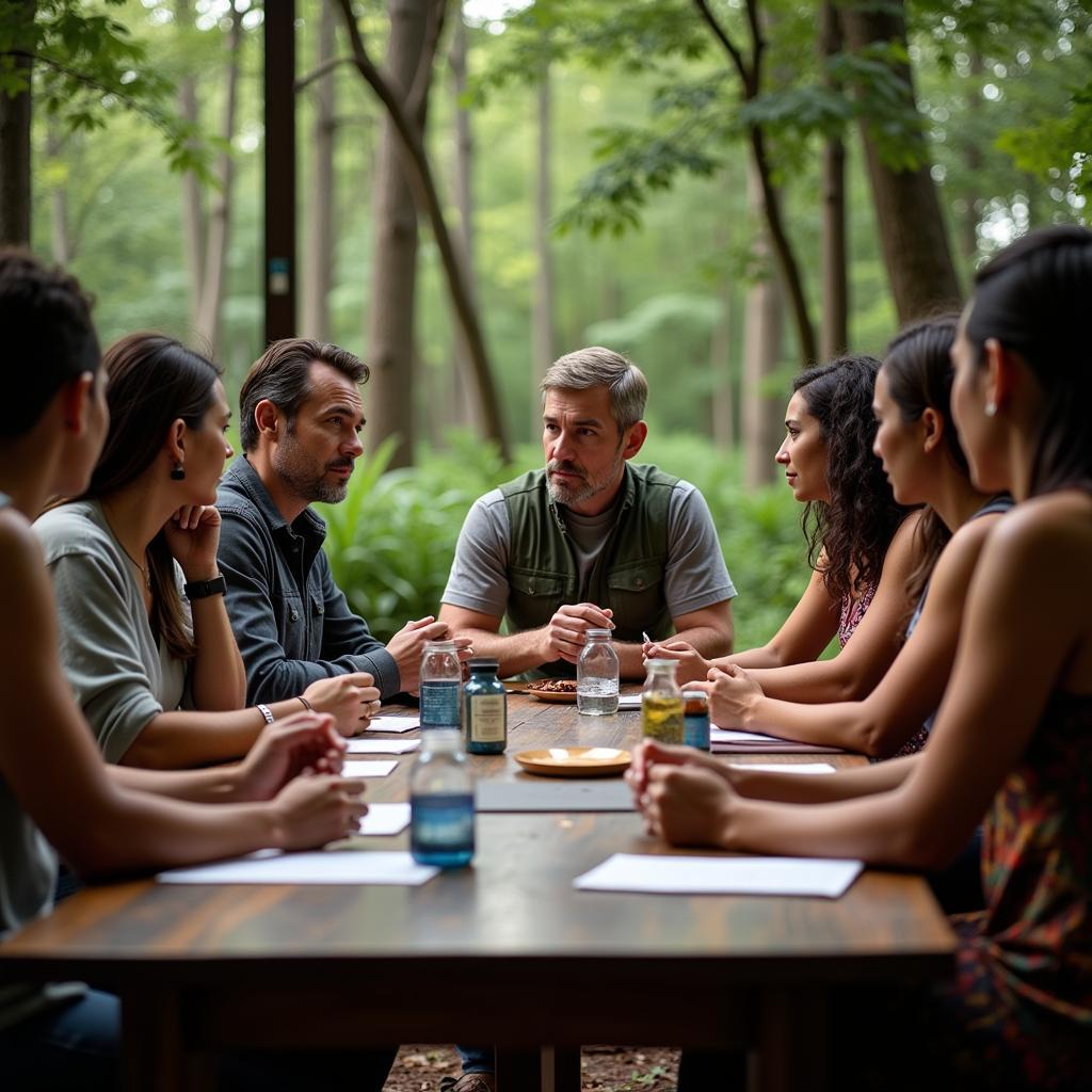 Scientists and tribal leaders engaged in a discussion