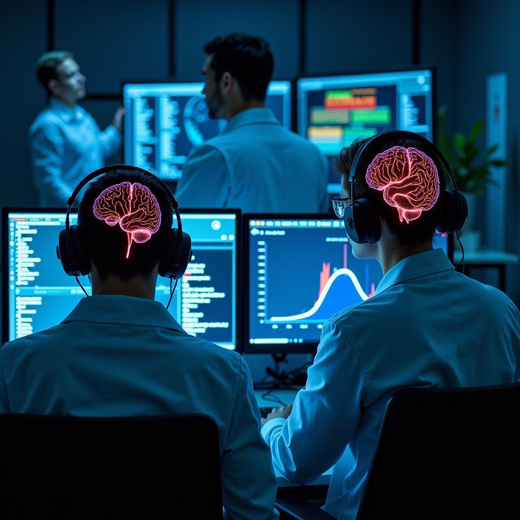 Scientists Analyzing Brainwave Patterns