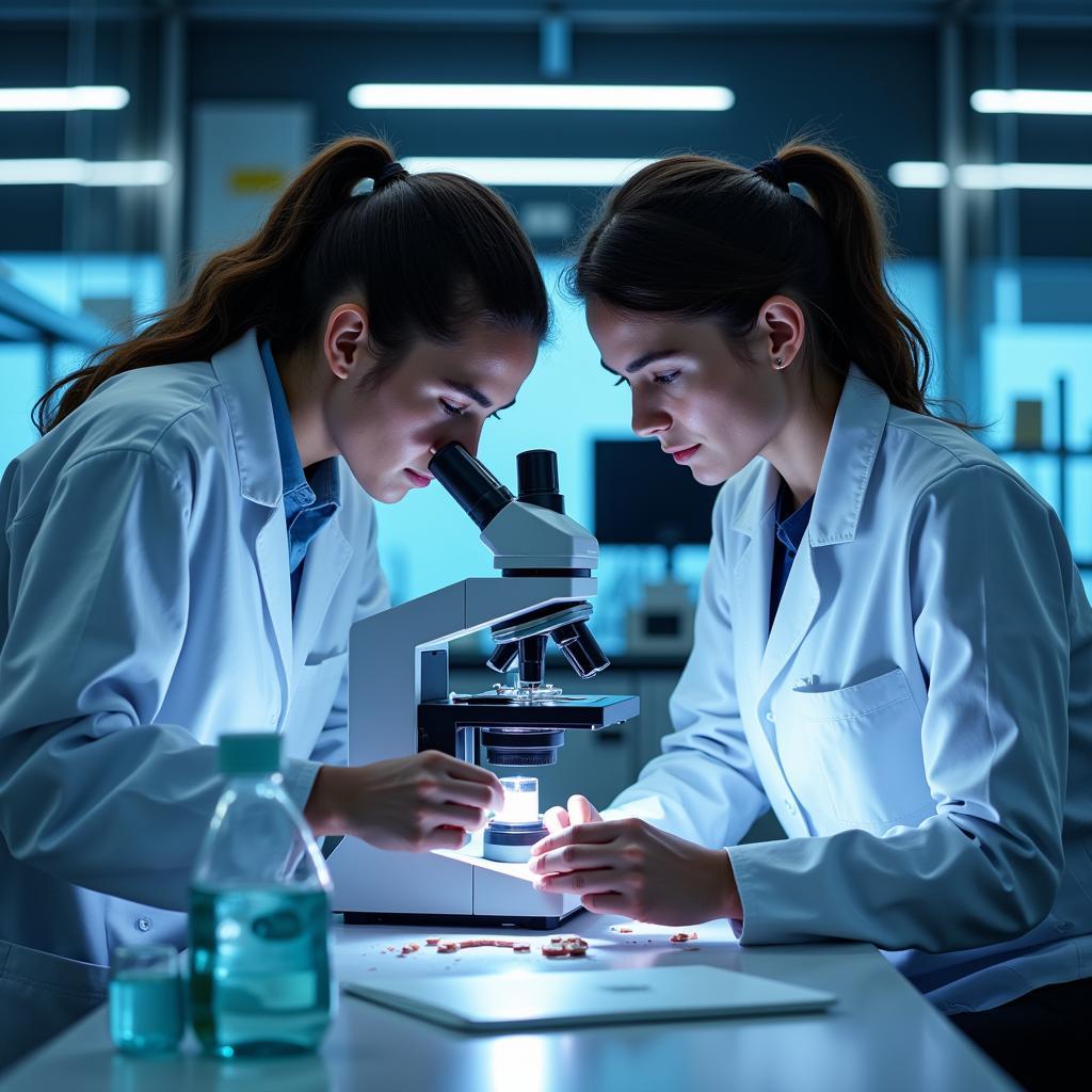 Scientists collaborate on a research project inside the BGMRI laboratory.