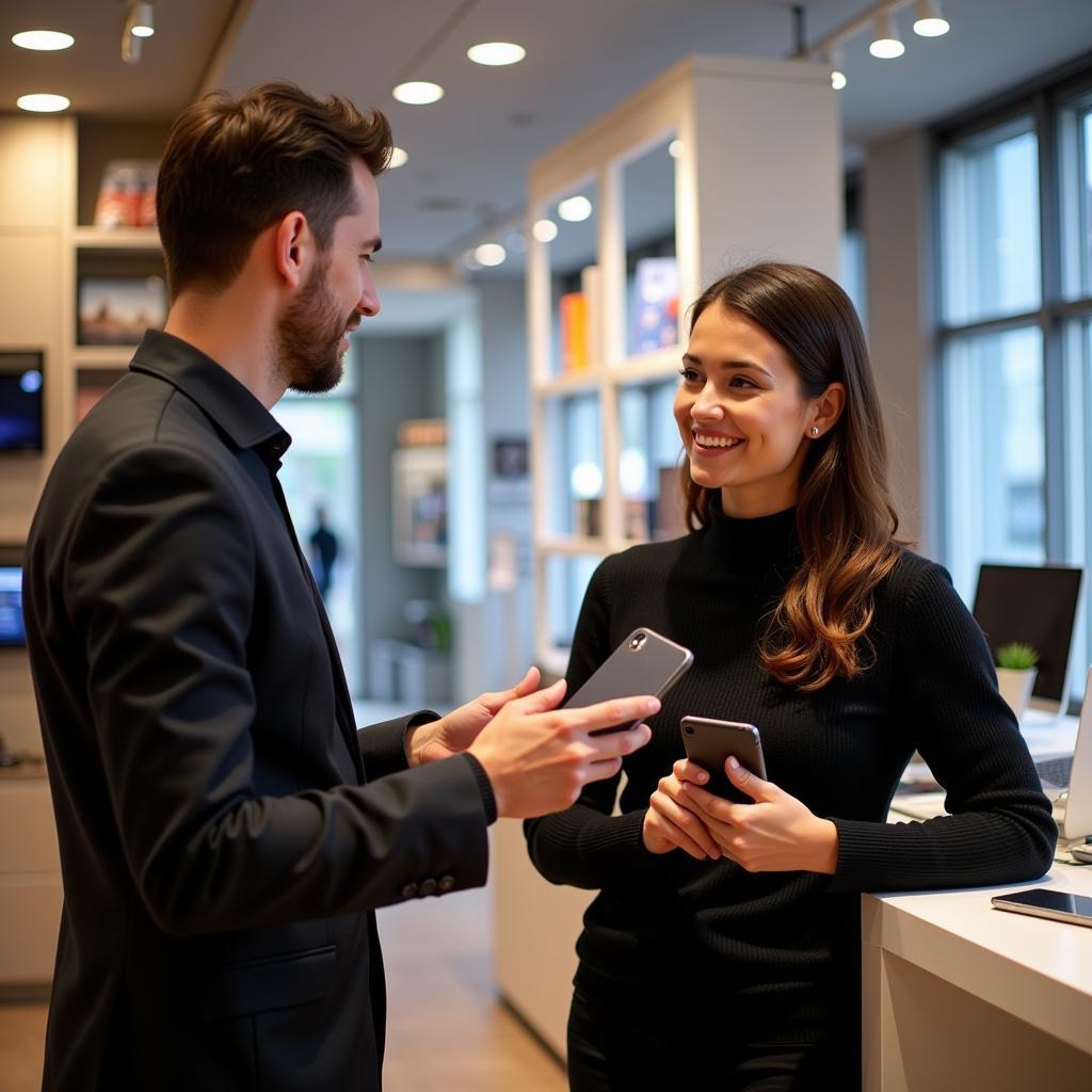 Secret Shopper Interacting with Salesperson