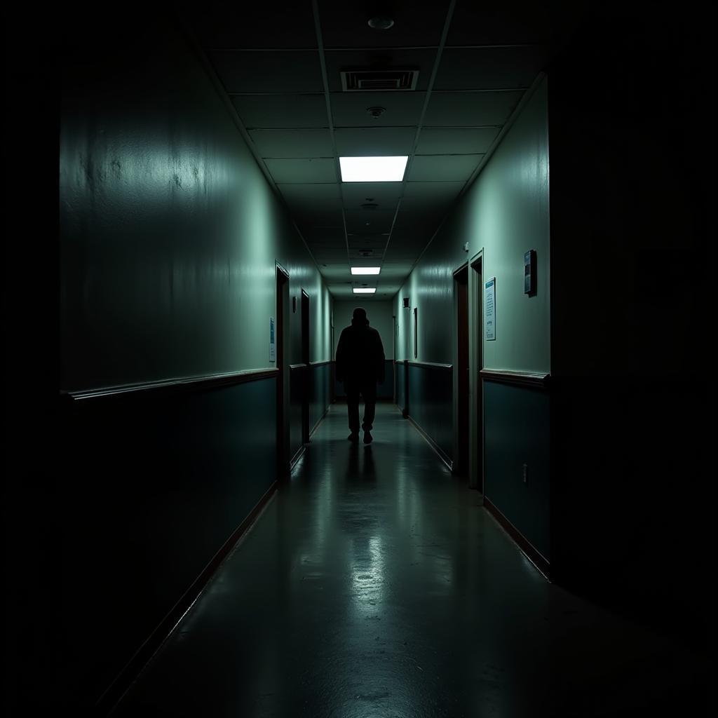 Shadowy figure in the hallway of Boyd Graduate Research Center