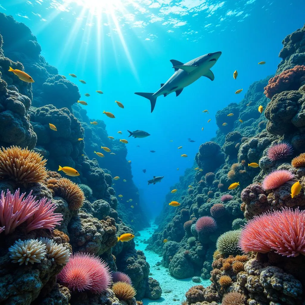 Coral Reef Ecosystem with Diverse Species Interactions