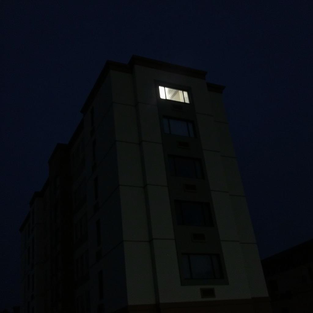 Springhill Suites Charlotte Research Park exterior at night, with a faint, ethereal glow emanating from one of the windows.