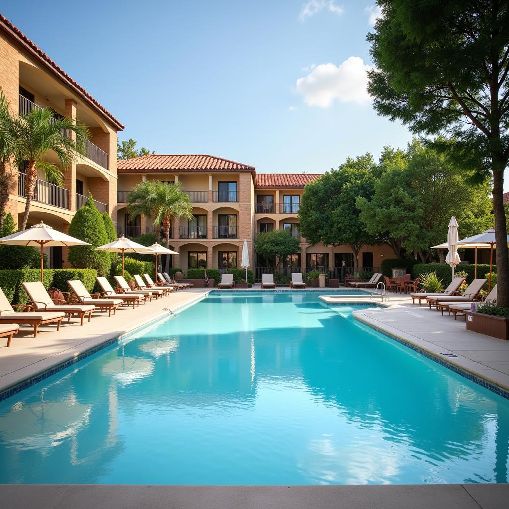 Outdoor pool area at SpringHill Suites