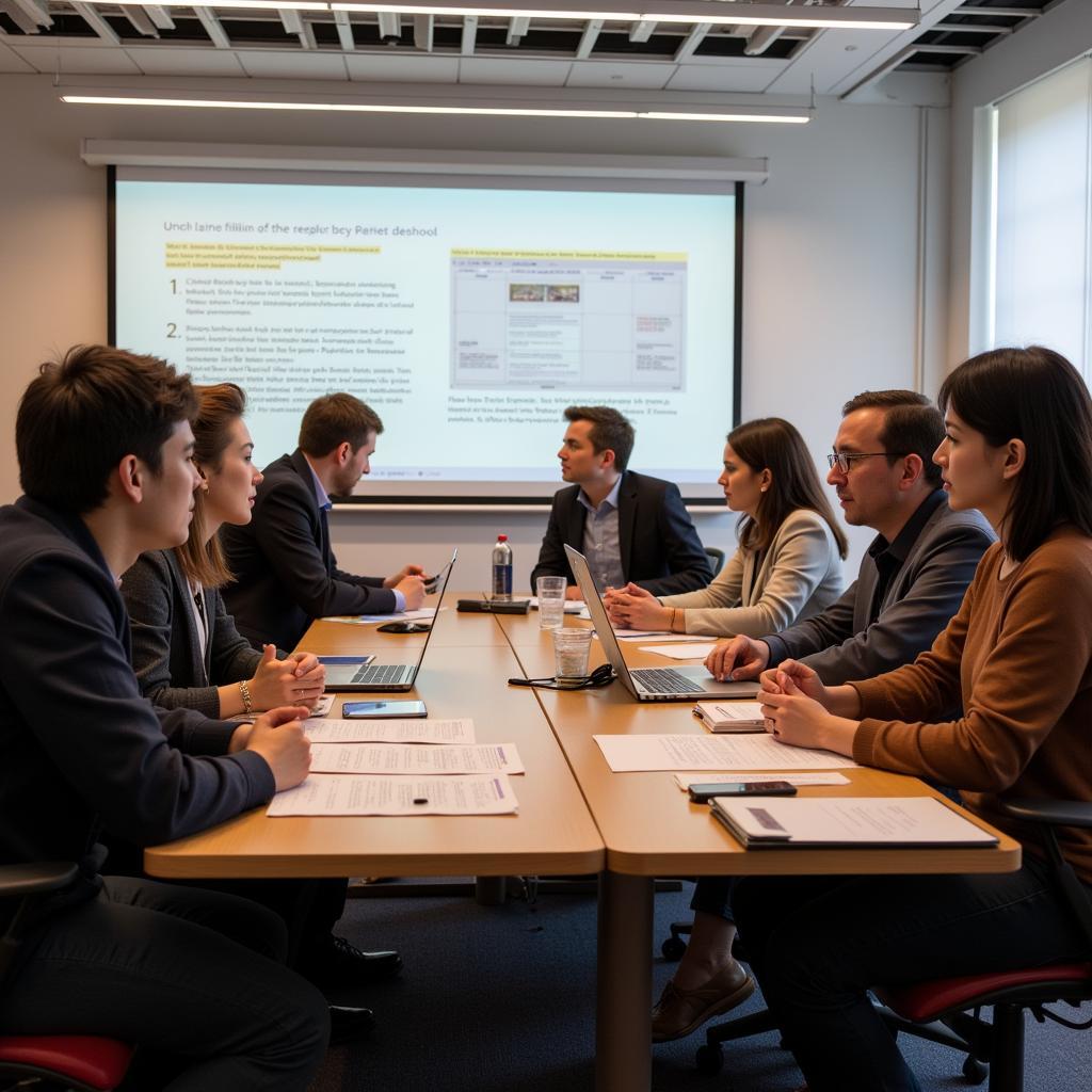 A group of researchers brainstorming future directions in psychopathology