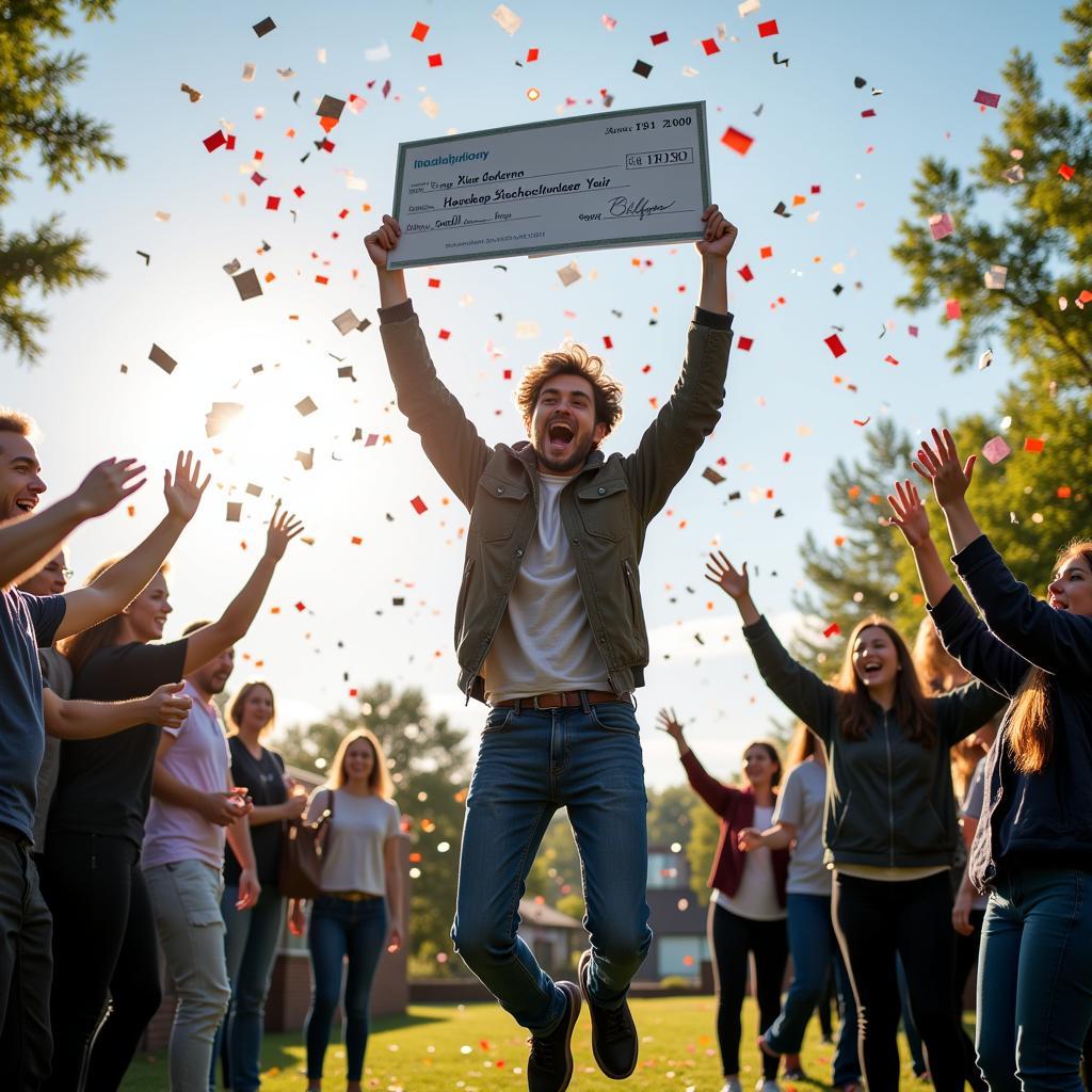 Student Celebrating Receiving a Scholarship