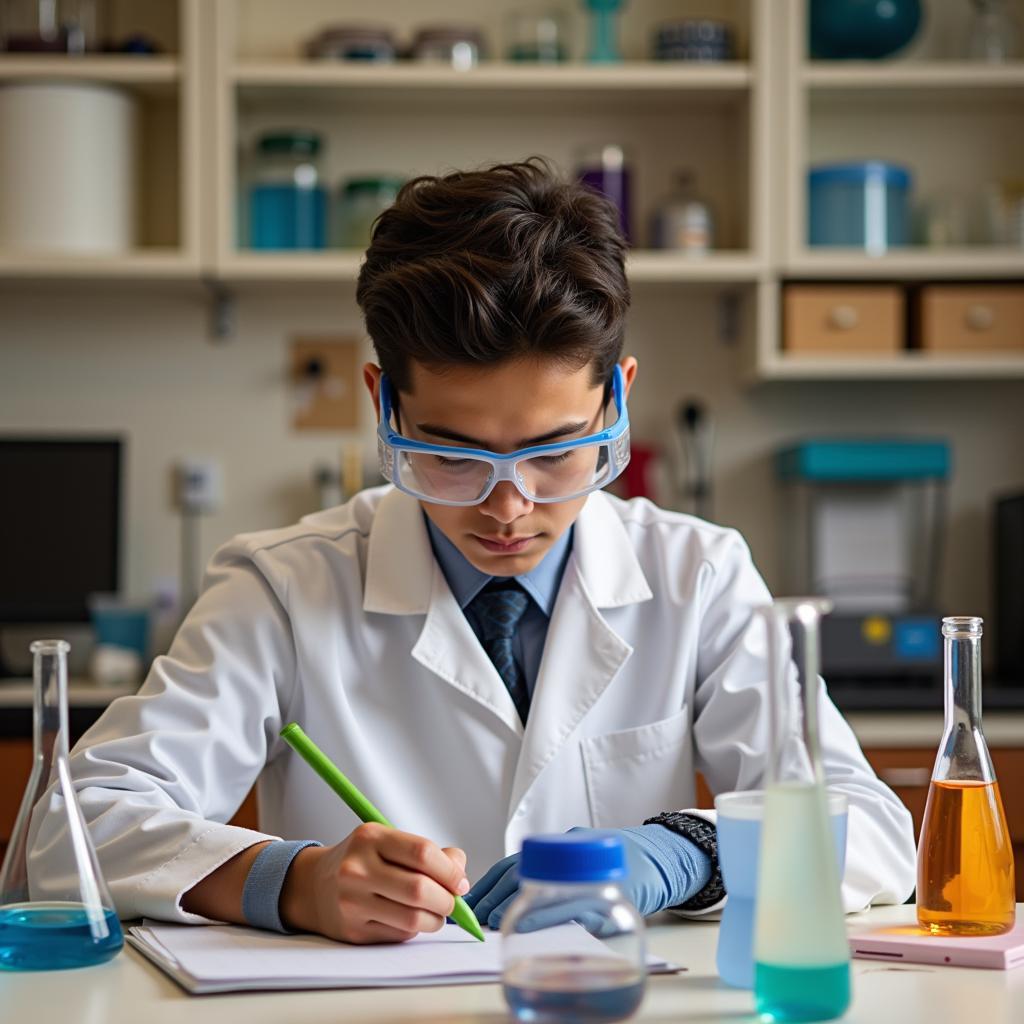 student researching in a laboratory setting