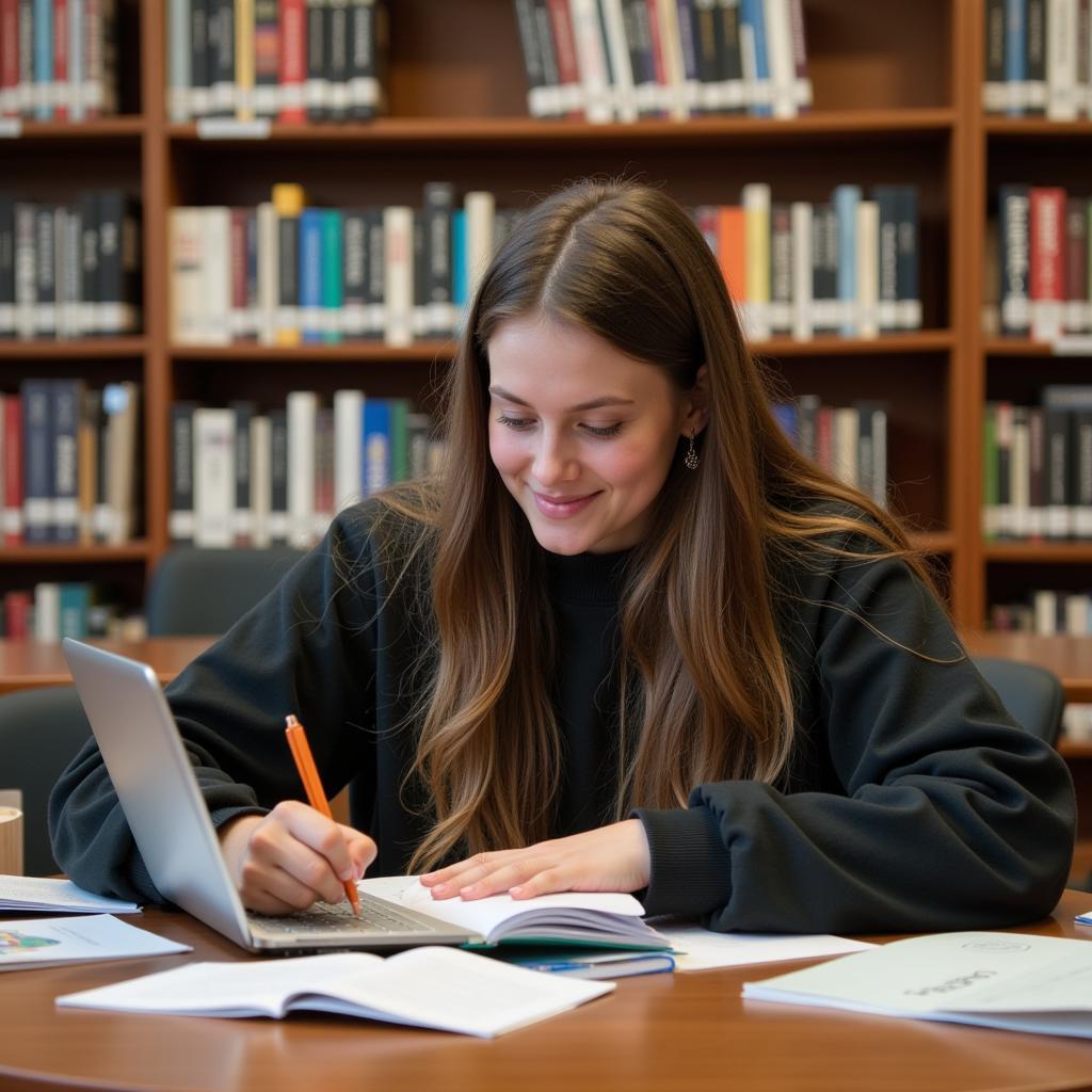 High School Student Conducting Research