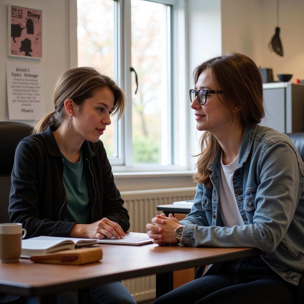 Student meeting with faculty mentor