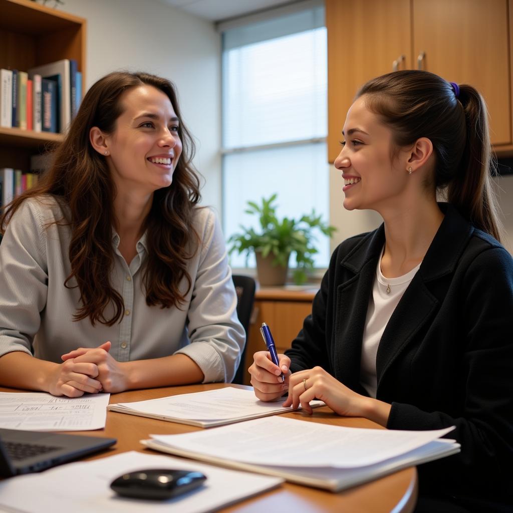 Undergraduate Student Meeting with Professor to Discuss Research