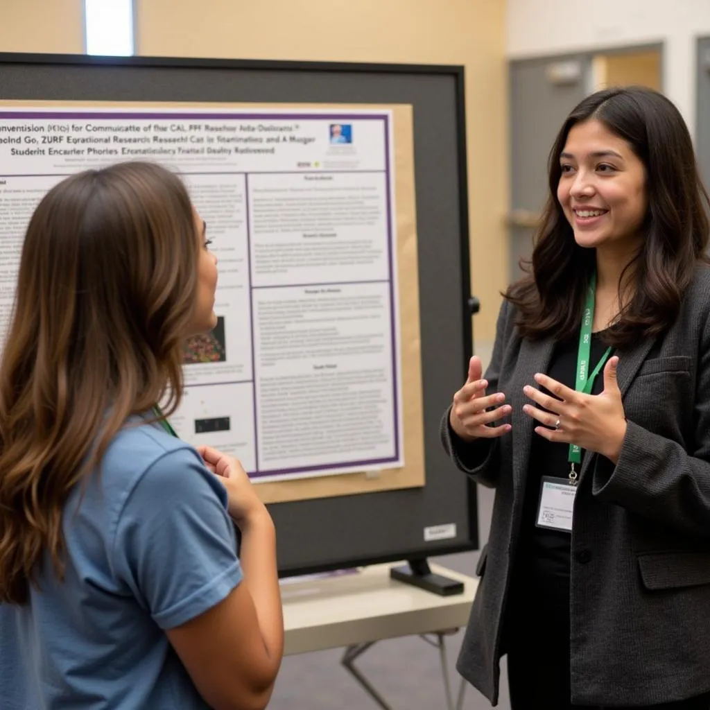 Caltech SURF student presenting research findings at a poster session