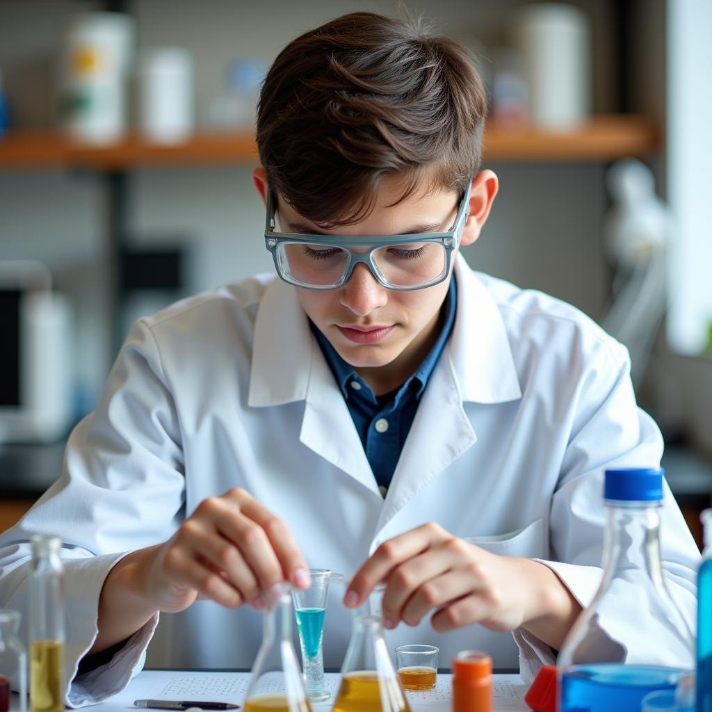 Student researcher working in a lab