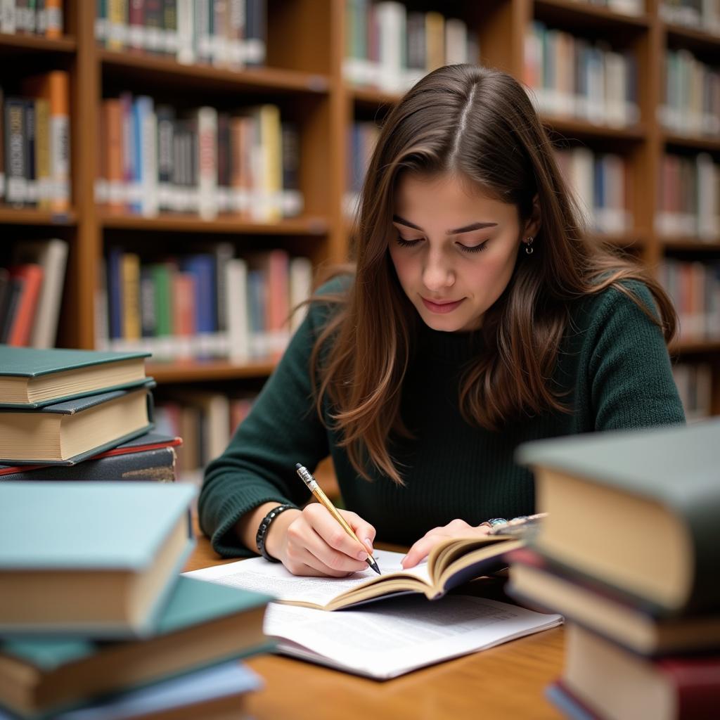 Student Researcher in the Library