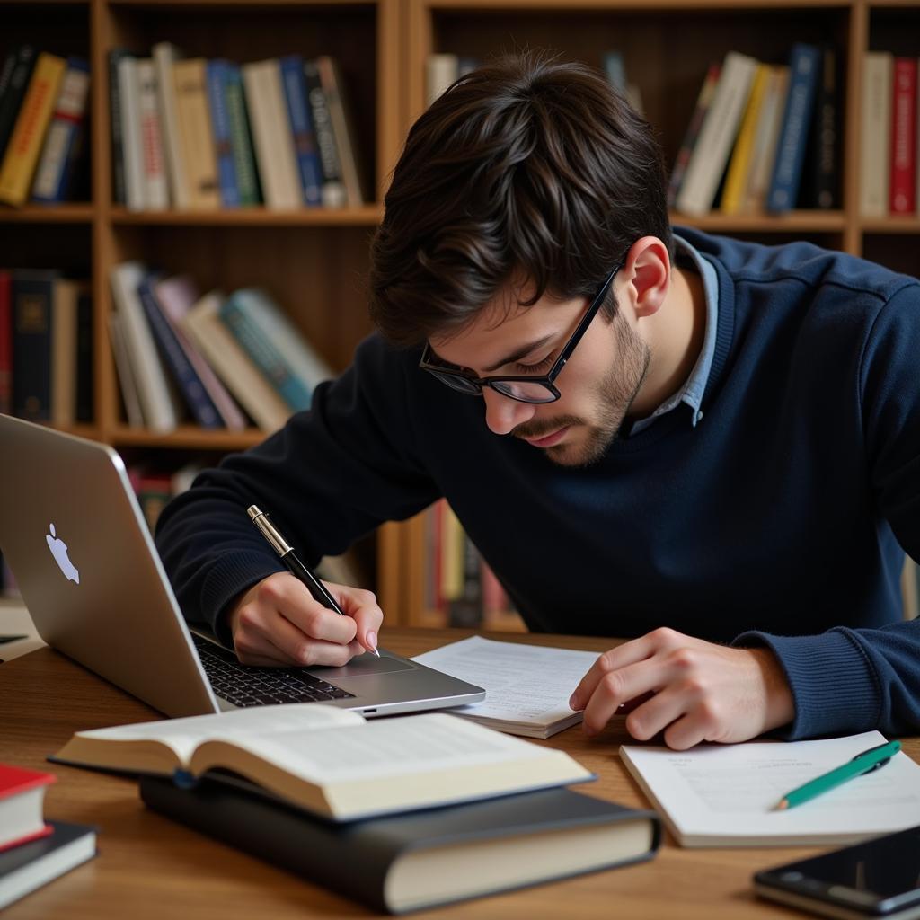 Student diligently working on their Yale application essay