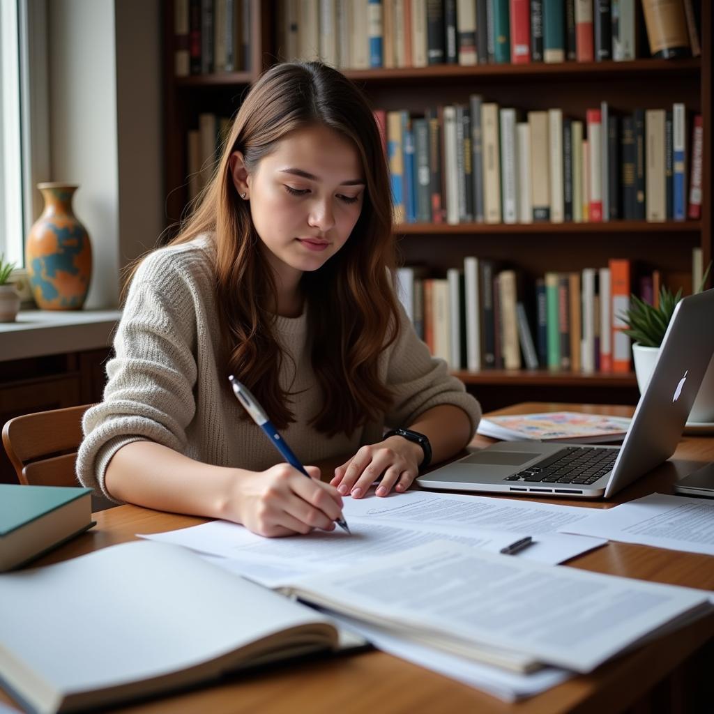 Student Working on Exploratory Essay