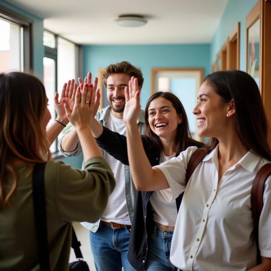 Group of students celebrating their achievement