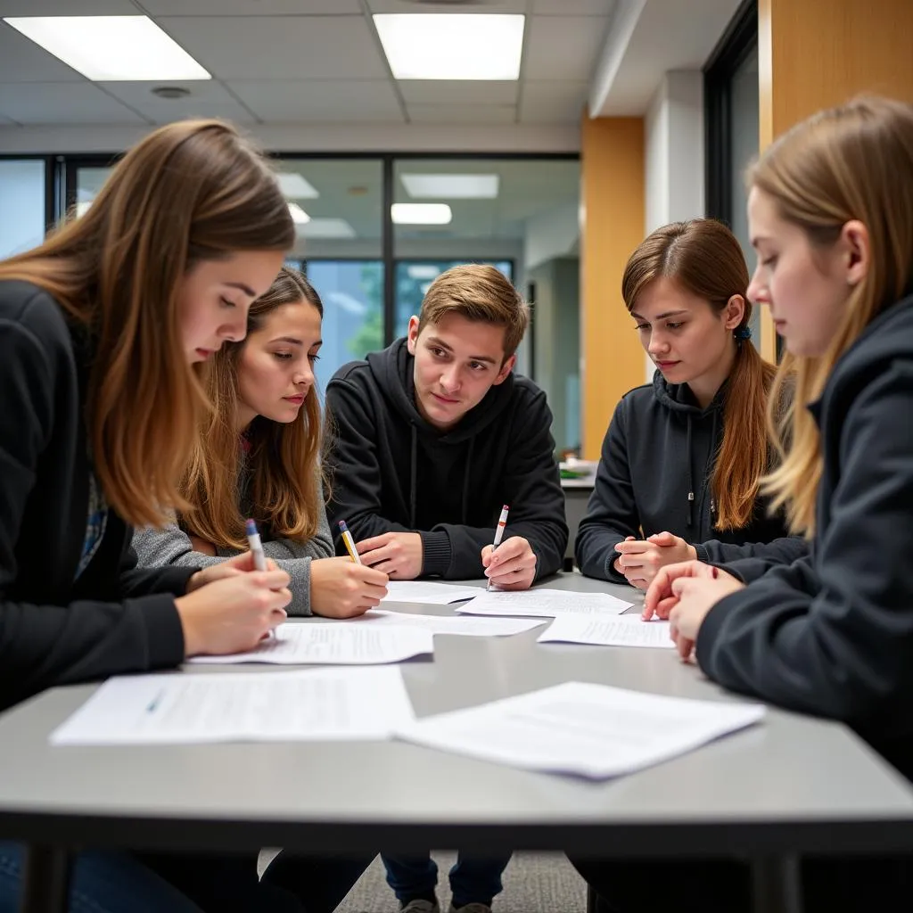 Students working together on a research project