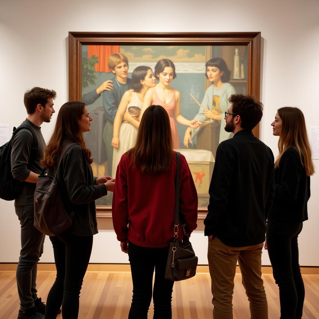 Students Discussing a Contemporary Painting in an Art History Seminar