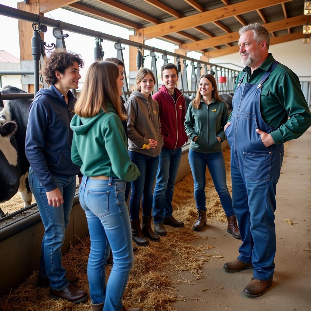 Students participating in a dairy management workshop