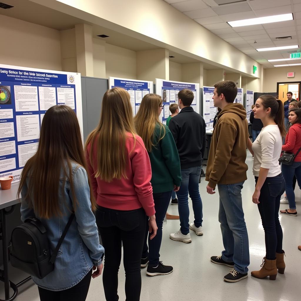 Students showcasing their research findings at a science fair