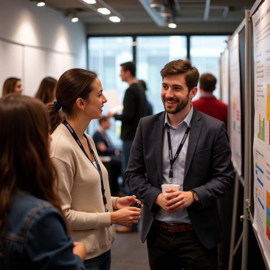 Students Presenting Research at a Poster Session