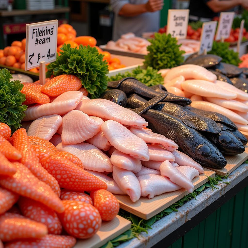 Freshly harvested seafood at a local market