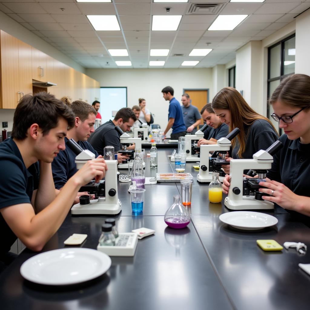 Syracuse University students conducting research in a lab