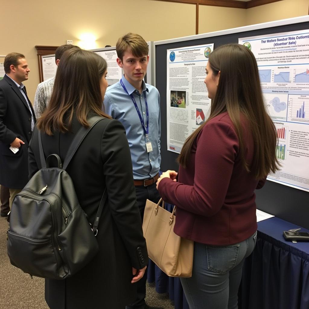 Students presenting research findings at a conference