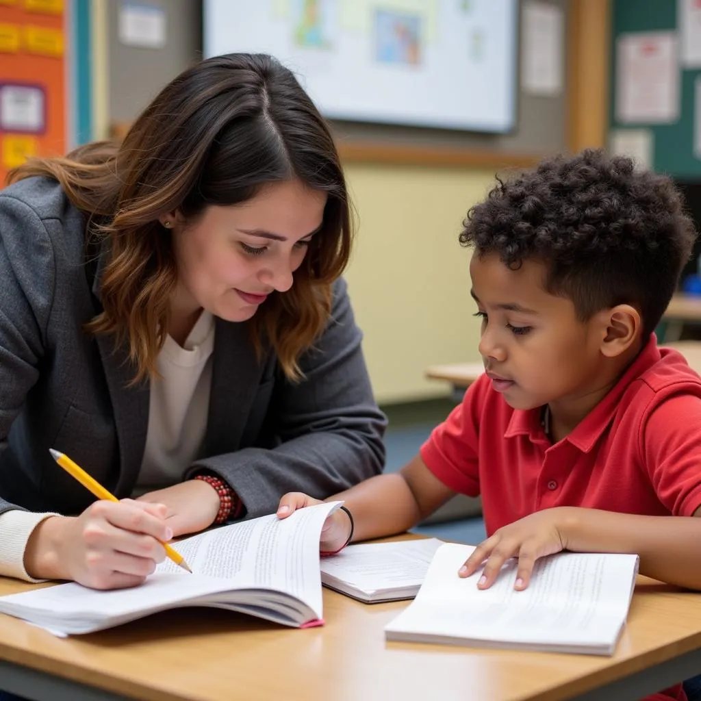 Teacher Providing One-on-One Reading Intervention