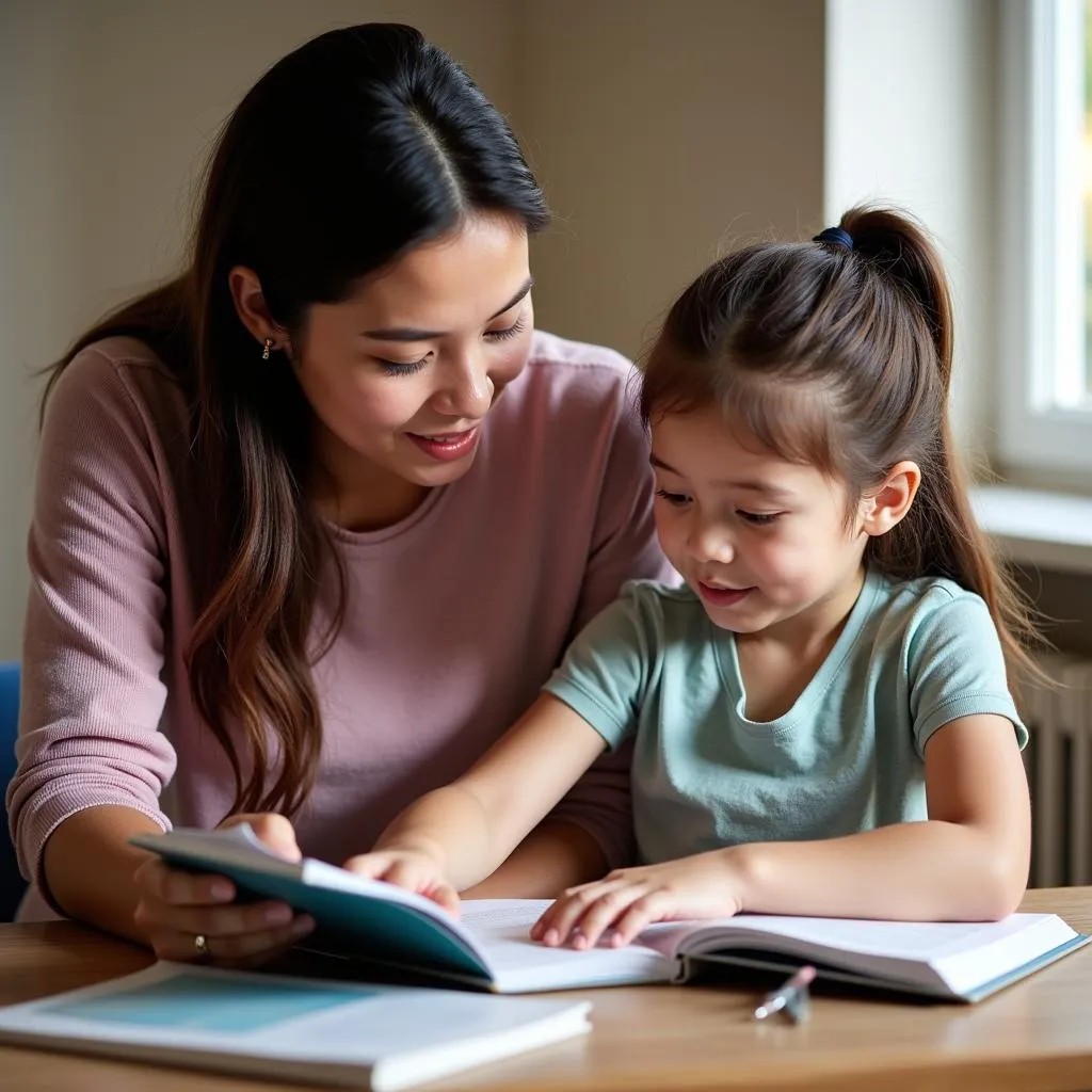 Teacher Guiding Student in Reading Comprehension