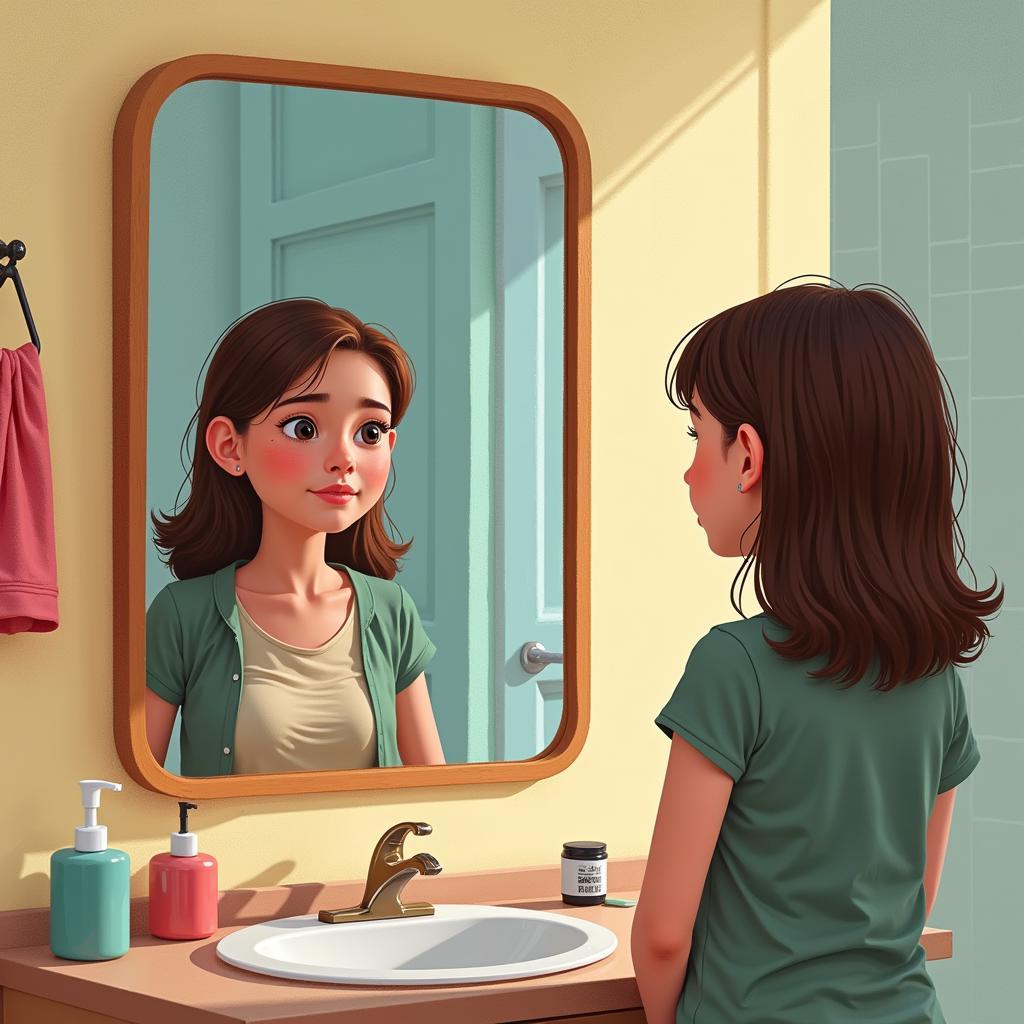 Teenager Reflecting on Body Image in Mirror